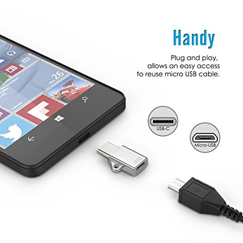 MoKo USB-C auf Micro USB Adapter, [4 Pack] verwandelt USB Type-C Input in Micro-USB, 56k Widerstand, Verwendet OTG Technologie mit Schlüsselanhänger für 2016 New MacBook Pro, Google Pixel XL und weitere, Silber - 3