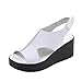Produktbild Btruely Sandalen Damen Sommer Schnalle Riemen Schuhe Mode Hochhackige Schuhe Damen Böhmen Sandalen Strandschuhe Mädchen Beiläufig Schuhe (38, Weiß)
