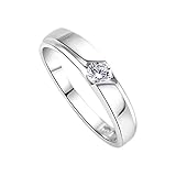 Diseño nuevo de mucha moda DEHANG Anillo de Plata de Pareja Mujer Hombre con Circonitas Diamantes de Compromiso Alianza Boda Aniversario regalo San Valentín Amor - mujer talla 14 - con caja de regalo