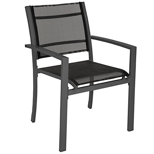 TecTake 2er Set Gartenstuhl Metall | mit Armlehnen | Dunkelgrau - 2