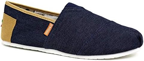 Mens leather insole espadrilles canvas slip on summer plimsolls plimsoles pumps deck two tone shoes size (8 UK, S1 - Navy)
