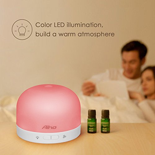Aroma Diffuser Aiho Luftbefeuchter Ultraschall Vernebler Duftlampe Elektrisch Air Humidifier Öl Düfte Diffusor Holzmaserung LED mit 7 Farben einstellbarer Niedrigwasserschutz für Babies Yoga Kindergarten Schlafzimmer Büro - 4