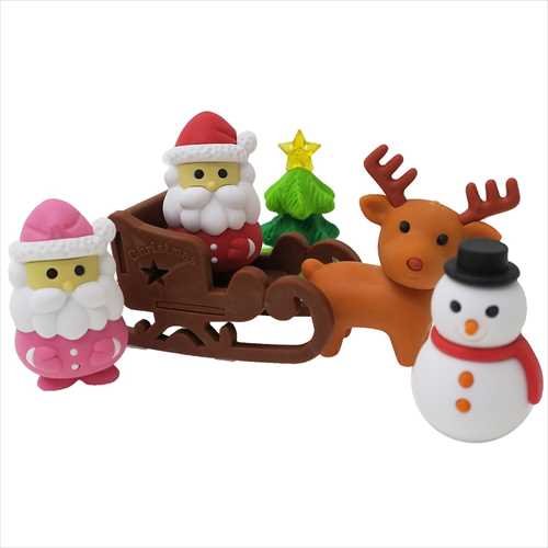 PJ Novelty Japanese Christmas Puzzle Eraser Rubber Set - IWAKO Christmas 2016 Blister Pack - Contains 6 Erasers