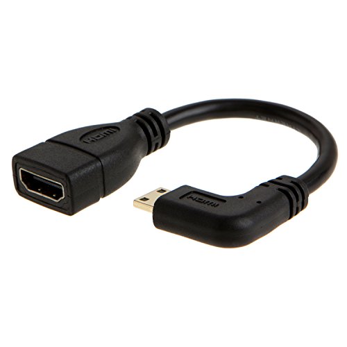 Mini HDMI zu HDMI, cablecreation Rechte Winkel Mini-HDMI Stecker auf HDMI Buchse Konverter Adapter Kabel (0,5 Fuß), unterstützt 3D, 1080p Auflösung, 0,15 m/schwarz