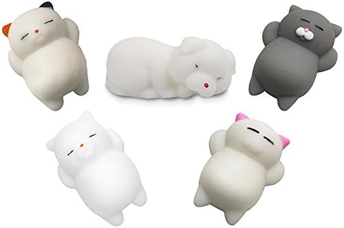 SPECOOL SPECOOL 5 pieces Squeeze Cat Soft Cute Animal Stress Relief Toys Expression Face Sleeping Cat Charm