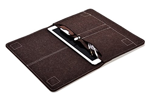 ALMWILD Apple iPad Pro 12.9 Zoll Hülle, Tasche . Aus echtem Rinds- Leder und 100% Woll- Filz. Case in Trüffel- Braun mit magnetischer Umschlagklappe aus Echt- Leder in Braun. In Bayern handgefertigt - 3