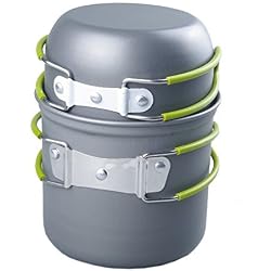 Cozyswan Pique-nique Camping Randonnée Pédestre Pot Pan Cookware Extérieur Casseroles de Cuisine 2 Pièces
