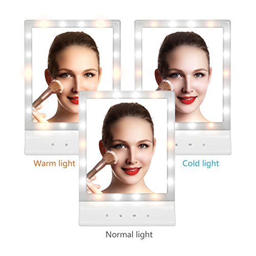 LED-Make-up-Spiegel, 18 LED-Licht 11,8 „Bildschirm Eitelkeit Kosmetik Spiegel 3 Helligkeit einstellbar, Portable Design für Tabletop, Reisen, Rasieren, Waschen, Dressing - 2