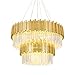 Produktbild YJFFAN Postmoderne Gold-K9 Kristallleuchter, Luxury Simple Wrought Iron Pendant Lights Für Villa Restaurant Living Room Beleuchtung Hotel Engineering Lamps E14,110-240V,2layers,80cm