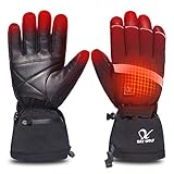 Gants Chauffants écran Tactile Ski arthrite Raynaud Chauffe-Mains électriques 7.4V 2200MAH Rechargeable Hommes Femmes Vent et résistant à l'eau Thermique pour Les Sports de Plein air d'hiver (M)