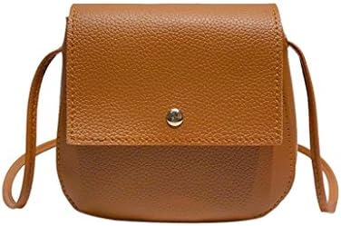 Hmeng Women's PU Litchi Grain Shoulder Bag Cross Body Saddle Purse with Thin Straps (Brown)