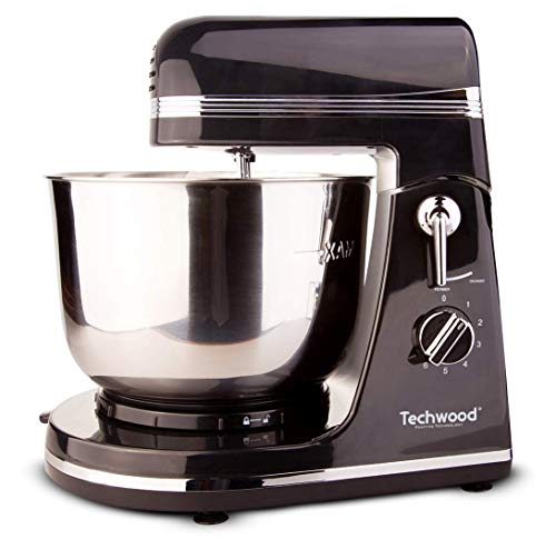 Techwood TMB-366 300W Robot Pâtissier, 6 Vitesses avec Bol 3,5L, Noir