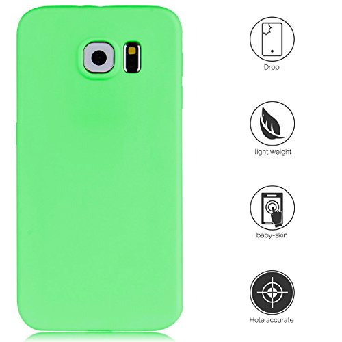 3x Samsung S6 Funda  Anfire Carcasa Silicona gel TPU para Samsung Galaxy S6 Ultra Delgado Suave Mate Goma Protectora Caso Flexible Caja Ligero Back Case Cover Anti Rasgu  os Anti Choque Tapa Color Jalea - Azul   Verde   Negro