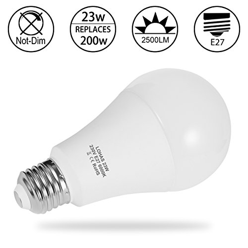 Lohas Led A65 E27 Edison Screw Bulbs 200w Equivalent 23w Led Light Day White 6000k Super Bright 2500lm Non Dimmable Energy Saving Light Bulbs Pack Of 4 Buy Online In United Arab