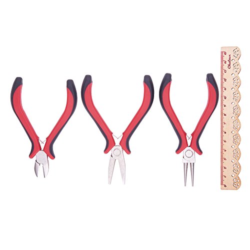 PandaHall Schmuckwerkzeug Sets Zangensatz 3-teilig Schmuckherstellung, Ferronickel Rundzange, Flachzange Seitenschneider - 5