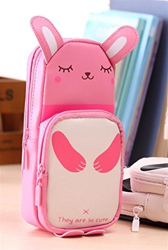 Preisvergleich Produktbild Multifunktions Federmappe 1 Stück Kreative Cartoon Tiere Panda Federtasche Student Supplies_Pink