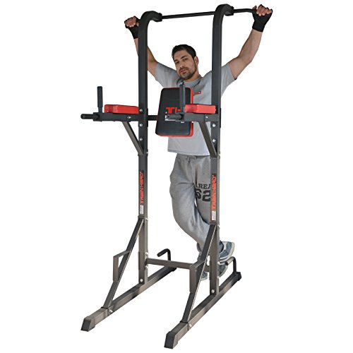 TrainHard Dip Station Beinhebe Kniehebe Bauchtrainer mit Klimmzugstange - 5