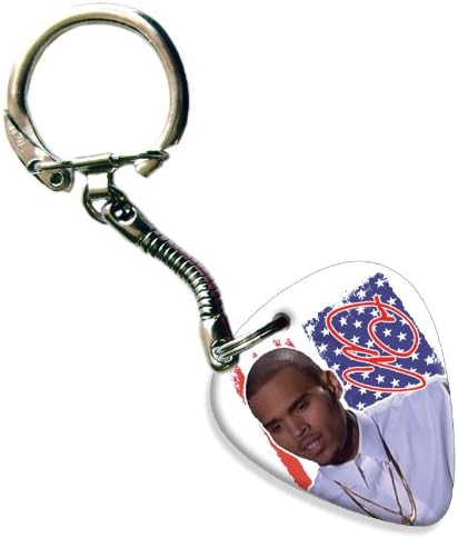 Chris Brown Celluloid Guitar Pick Keyring (Flag Design)