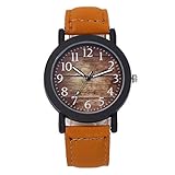 Armbanduhren Modeaccessoires, Vintage M?nner Holzmaserung Muster Arabische Zahlen Quarz Analog Casual Armbanduhr - Braun