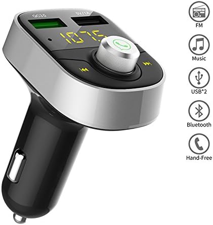 Car FM Transmitter with Bluetooth, Szbayo Wireless in-Car Bluetooth Radio Adapter Car Kit, Hand-free Talking Car Kit with Dual USB charger QC3.0 Port, music FM modulator,Handsfree Car Kit Auto MP3 Player Support USB Flash Drive for iPhone, SAMSUNG, NOKIA, Xperia, Blackberry, Huawei, HTC, Google, iPad, iPod, HTC, MP3