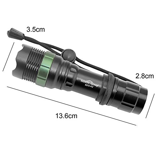 Sidiou Group Super helle Cree T6 LED Taschenlampe 900 Lumen-7W Zoomable Fackel mit 1 x 3.7V 3000mAh 18650 Li-Ionen-Akku (Taschenlampe + Batterie) - 5