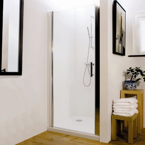 Hinged Reversible Bathroom Outward Opening Shower Door Sizes from 700mm-900mm Chrome Frame 760mm