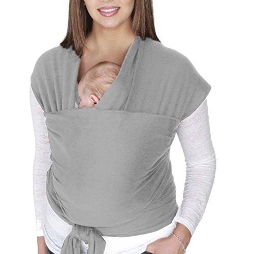 SySrion Baby Wrap Carrier - Soft Baby Carrier for Comfortable Baby Wearing - Durable and Stretchy Cloth Keeps Your Baby Close and Comfortable - Fits Babies From Birth to 35 lbs (Grey)