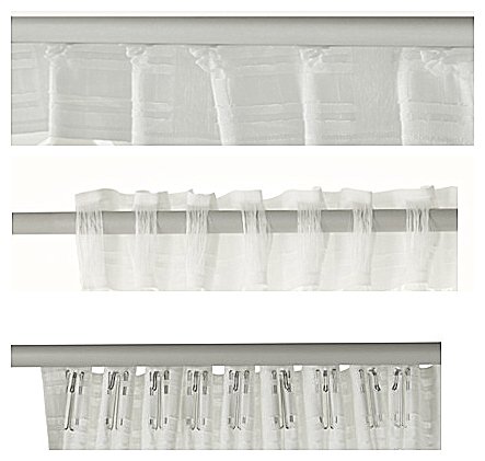 2 xDekoschal Gardine Vorhang mit Kräuselband 2er Set Fensterschal Transparent Voile Creme140x245 - 4