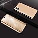 Produktbild TAITOU Huawei 2019 P Smart Case, Translucent Window View Flip Wallet Stand Cover, Shiny Plating Make Up Mirror, Smart Sleep/Awake Hard Case for Huawei P Smart 2019, Scan QR Code App, Gold