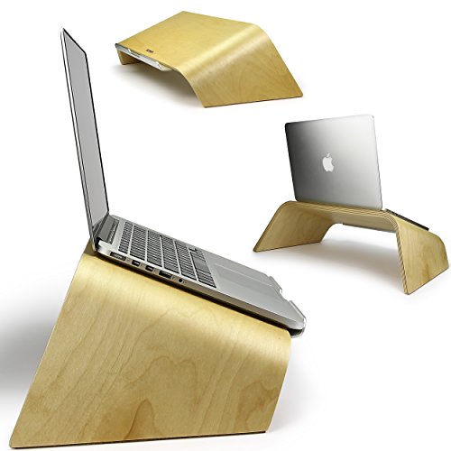 Urcover® UNIVERSAL Echt Holz Laptop Ständer Halter in Hell Braun mit Metalllippe | Samdi Edition Notebookständer | Desktop Laptopständer | Ultrabook Schreib-Tisch Halterung Urcover® UNIVERSAL Echt Holz Laptop Ständer Halter in Hell Braun mit Metalllippe | Samdi Edition Notebookständer | Desktop Laptopständer | Ultrabook Schreib-Tisch Halterung