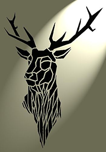Solitarydesign Shabby Chic Stencil Geometric Stag Deer Head Rustic Vintage A4 297x210mm wall art