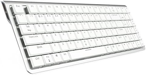 DREVO Joyeuse 96 Key Ultra Thin Mechanical Gaming Keyboard Wired/Wireless Bluetooth 3.0 Aluminium Alloy White LED Backlit Low Profile Blue Switch, White