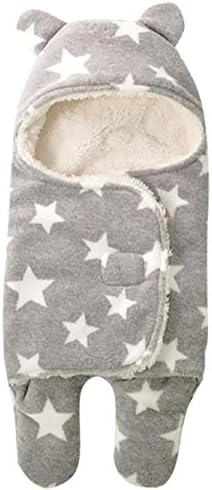 Mainaisi Newborn Toddler Sleeping Bag Swaddle Wrap Blanket for Babies Sleep Sack Cartoon Double-Layer Soft (S/Gray Stars)