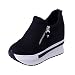 Produktbild Damen Sneaker Mädchen Mode Laufschuhe Freizeit Leder Freizeitschuhe Sportschuhe mit Reißverschluss… (EU:37, Schwarz-A)