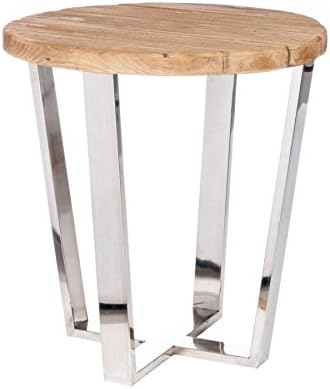 Industrial Round Table in Natural Wood and Metal 49x49x54 cm J-Line