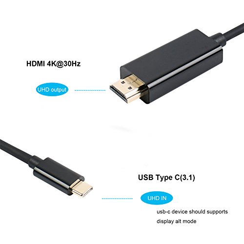 USB Typ C (Thunderbolt 3) zu HDMI 4 K UHD 6 Füße Kabel, benfei USB 3.1 (usb-c) zu HDMI Adapter Stecker auf Stecker vergoldet Kordel - 4