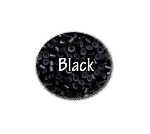Silicone Micro Rings Beads - 100 Black 5mm rings for I Tip Hair Extensions or Feather Hair Extensions