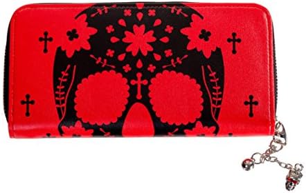 BANNED Clothing Wallet Purse HEAD RUSH Red Skull Cross Goth