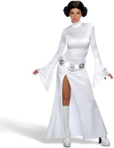 Princess Leia Star Wars Costume for Women - Dress, Belt &amp; Wig - White - Medium