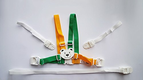 BabySecurity Harness & Reins - Green/Yellow Teddy Buckle