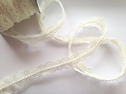 Vintage Stil, mit Spitze und Perlen, Band Bridal Wedding Meterware, 20 mm weiß - 4