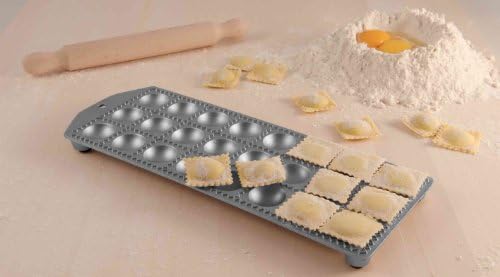 24-Hole Aluminum Square Ravioli Maker (40x40 mm) with Rolling pin Cod. E47