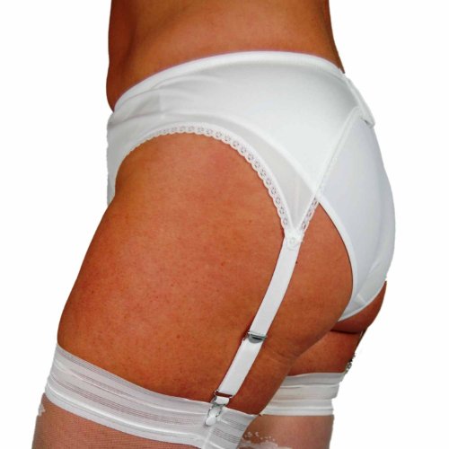 Nancies Lingerie 4 Strap Suspender/Garter Belt (SSL6)[L White]