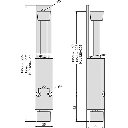 KWS Türfeststeller 1222 | Türstopper | Hub 60 mm | Aluminium silber | 1 Stück - 2