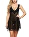 Damen Sexy Spitze Nachthemd Negligee Nachtwäsche Nachtkleid Dessous Set Reizwäsche Babydoll Lingerie Damenwäsche Erotik Schwarz