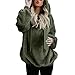Produktbild TianWlio Damen Hoodie Frauen Langarm Hoodie Mode Langarm Herbst Winter Hooded Sweatshirt Mantel Winter warme Wolle Reißverschluss Taschen Baumwolle Mantel Outwear (Armeegrün, 3XL)