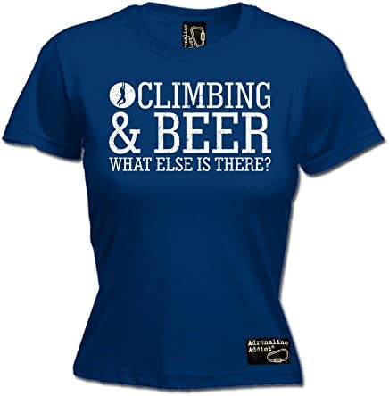 Adrenaline Addict Premium Womens Climbing &amp; Beer Fitted T-Shirt Tee/Rock Climbing Funny Fashion Birthday Gift Bouldering accessories Clothing Christmas Present For Her