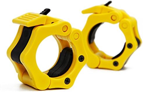 Quick Release Barbell Clamp - VST Olympic Barbell Clamp (Pair) Locking Collar For Weightlifting Training - Great for Pro Crossfit Strong Lifts(Yellow)