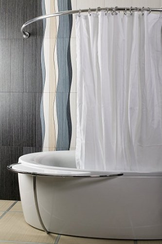 Ekershop ALU EINTEILIG Duschvorhangstange Bogenstange 140 x 140 Chrom glänzend Oval Stange Eckduschstange ovalstange