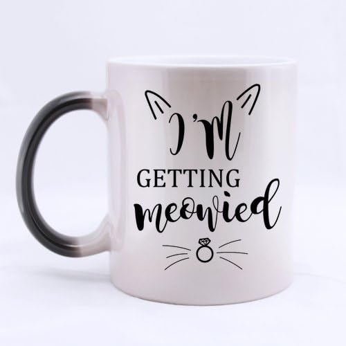LAH Engagement Gift I'm Getting Meowied Coffee Mug Color Change Heat Sensitive Morph Tea Cup 11 Ounces